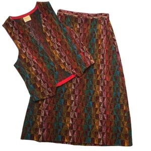 Vintage Custom Tailored One-of-a-kind 2 Pc. Tapestry Skirt & Vest See Meas.